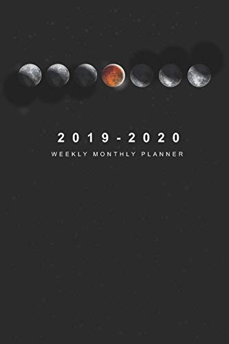 2019-2020 Weekly Monthly Planner: Moon Galaxy Cover | 12 Month Agenda Calendars with Holidays | Daily Weekly Monthly Planner July 2019-June 2020 | .
