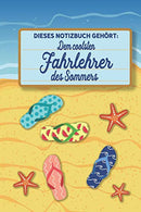 Dieses Notizbuch gehört dem coolsten Fahrlehrer des Sommers: blanko A5 Notizbuch liniert mit über 100 Seiten Geschenkidee - Strand und Som