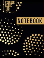 Notebook: Notebook. College Ruled Line Paper. 150 Sheets. Geometric Circles Gold and Black. 8.5x11