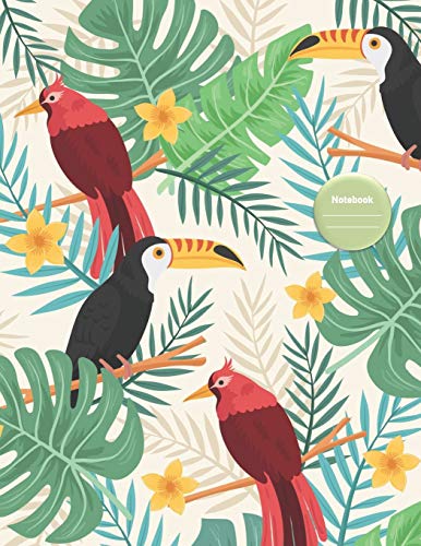 Notebook: Exotic Birds in Paradise - for School. College. Work. Business Notes. Personal Journaling. Planning. Hand Lettering... Perfect Gift / ...