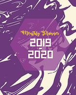 Monthly Planner 2019-2020: Purple Marble Cover for 24 Months and Weekly Calendar Schedule Organizer with Holidays