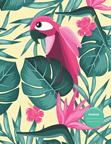 Notebook: Pink Parrots with Green Leaves - for School. College. Work. Business Notes. Personal Journaling. Planning. Hand Lettering... Perfect Gift